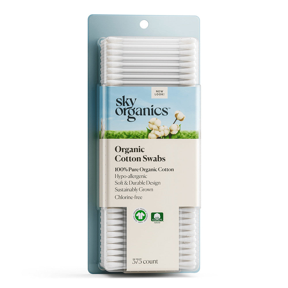 Sky Organics Organic Cotton Swabs for Sensitive Skin, 375 Ea